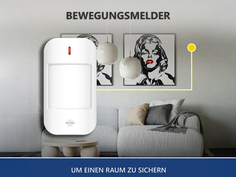 Bewegungsmelder für das ELRO AS98S Home2 Alarmsystem, Reichweite 12m/90°