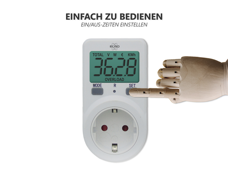 Strommesser für Steckdose, Energie- und Verbrauchsmesser 3er Set, Höhe 11cm