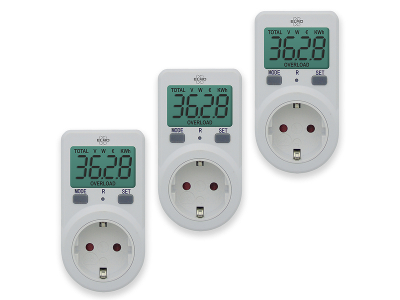 Strommesser für Steckdose, Energie- und Verbrauchsmesser 3er Set, Höhe 11cm