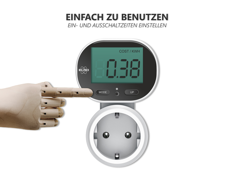 Strommesser für Steckdose, Energie- und Verbrauchsmesser 2er Set, Höhe 11cm