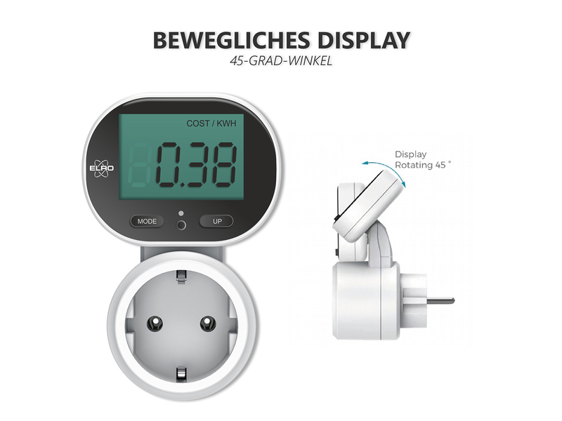 Strommesser für Steckdose, Energie- und Verbrauchsmesser 2er Set, Höhe 11cm