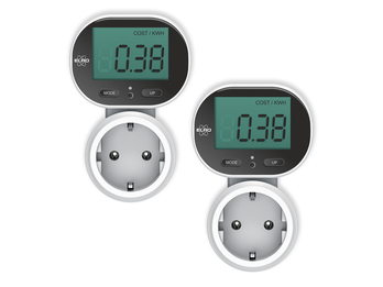 Strommesser für Steckdose, Energie- und Verbrauchsmesser 2er Set, Höhe 11cm