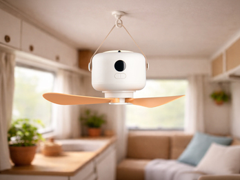 Kleiner Akku Deckenventilator RENA mit Licht und Fernbedienung Ø 27cm