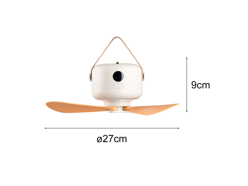 Kleiner Akku Deckenventilator mit Licht und Fernbedienung, USB aufladbar Ø 27cm
