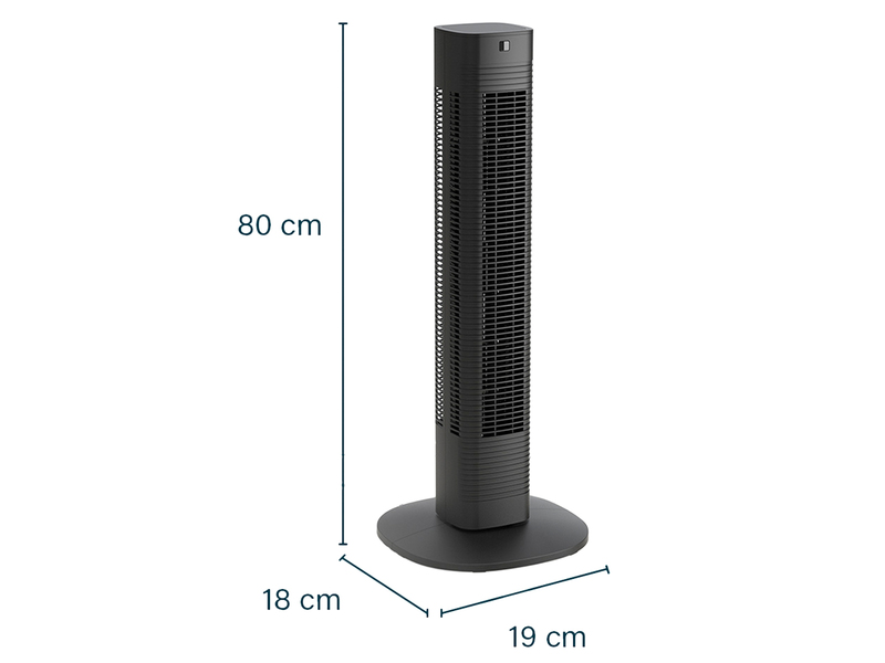 Oszillierender Turmventilator leise mit Fernbedienung Schwarz H: 80cm