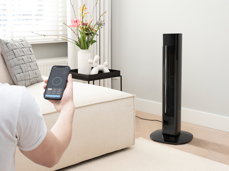 Oszillierender Turmventilator leise mit Fernbedienung Schwarz H: 80cm