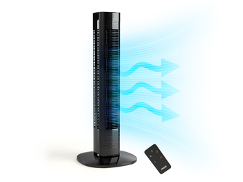 Oszillierender Turmventilator leise mit Fernbedienung Schwarz H: 80cm
