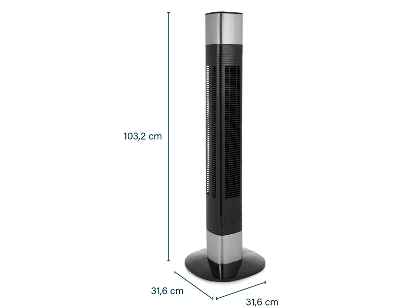 Oszillierender Turmventilator sehr leise mit Fernbedienung Schwarz Höhe 103cm