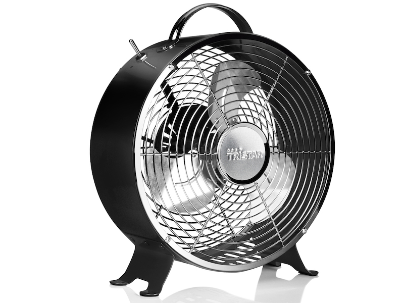 Retro Ventilator in Schwarz, 2 Leistungsstufen, 1800 U/min, Ø 25 cm, Tragegriff