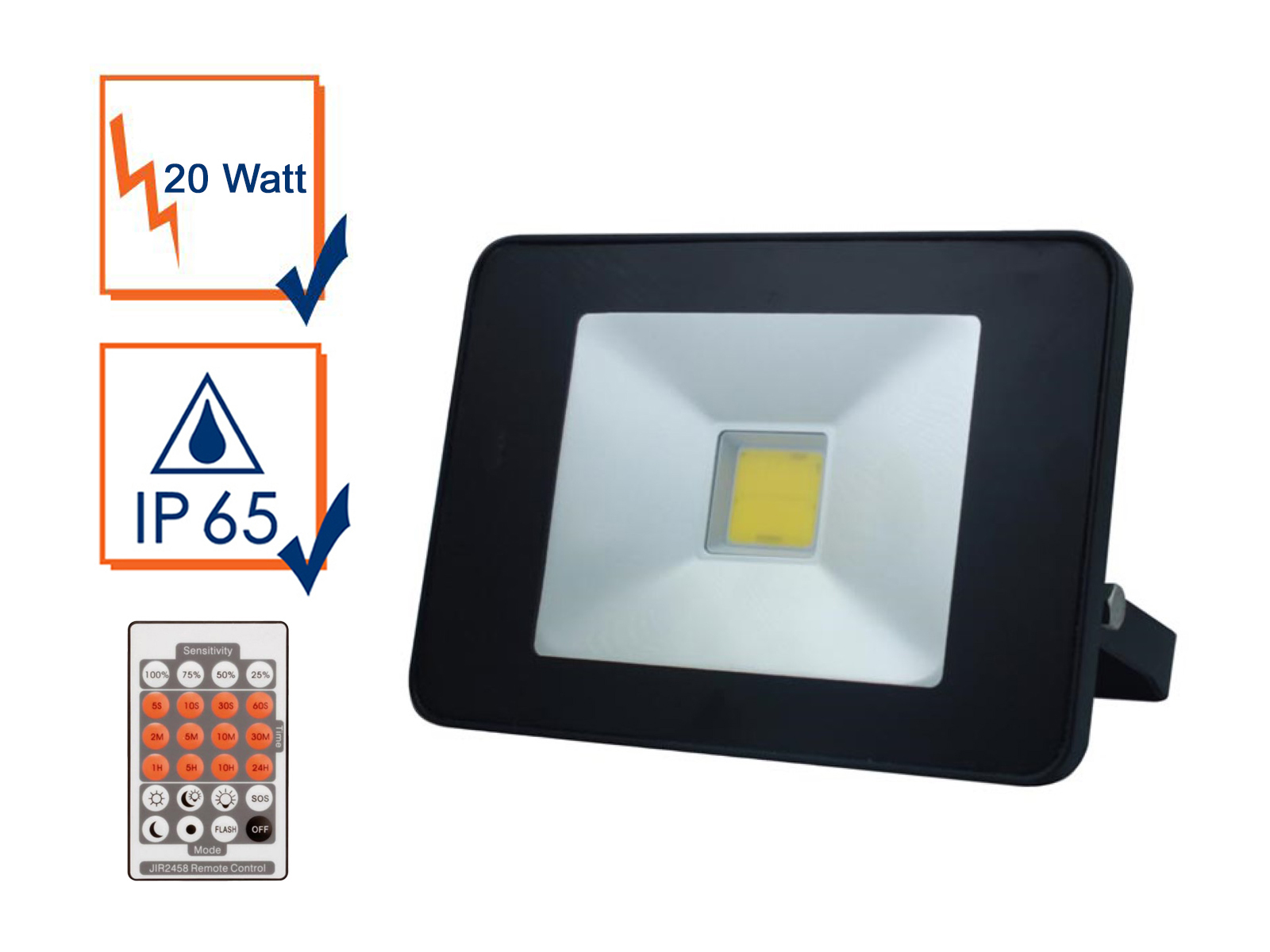 20W LED Strahler mit Bewegungsmelder + Fernbedienung, Außenleuchte Fluter Wand