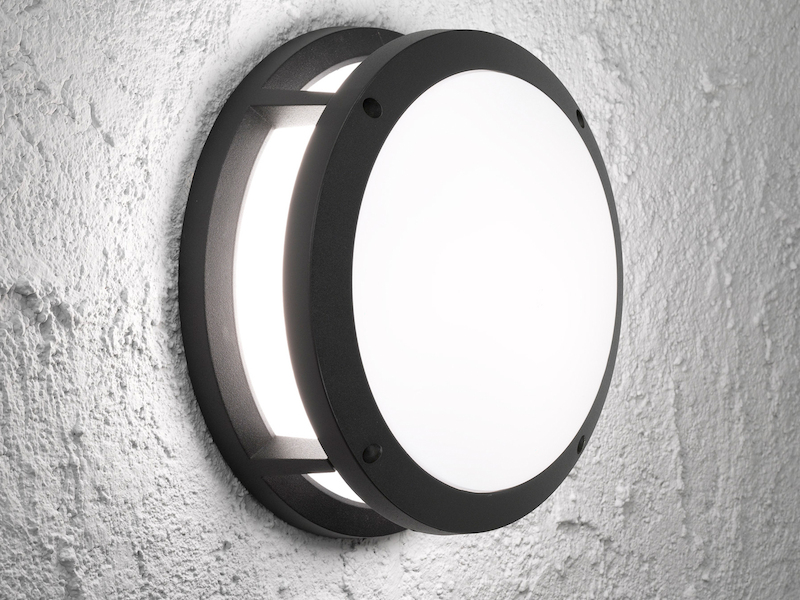 Design Außenwandleuchte mit LED Ø26cm Aluminium schwarz IP44