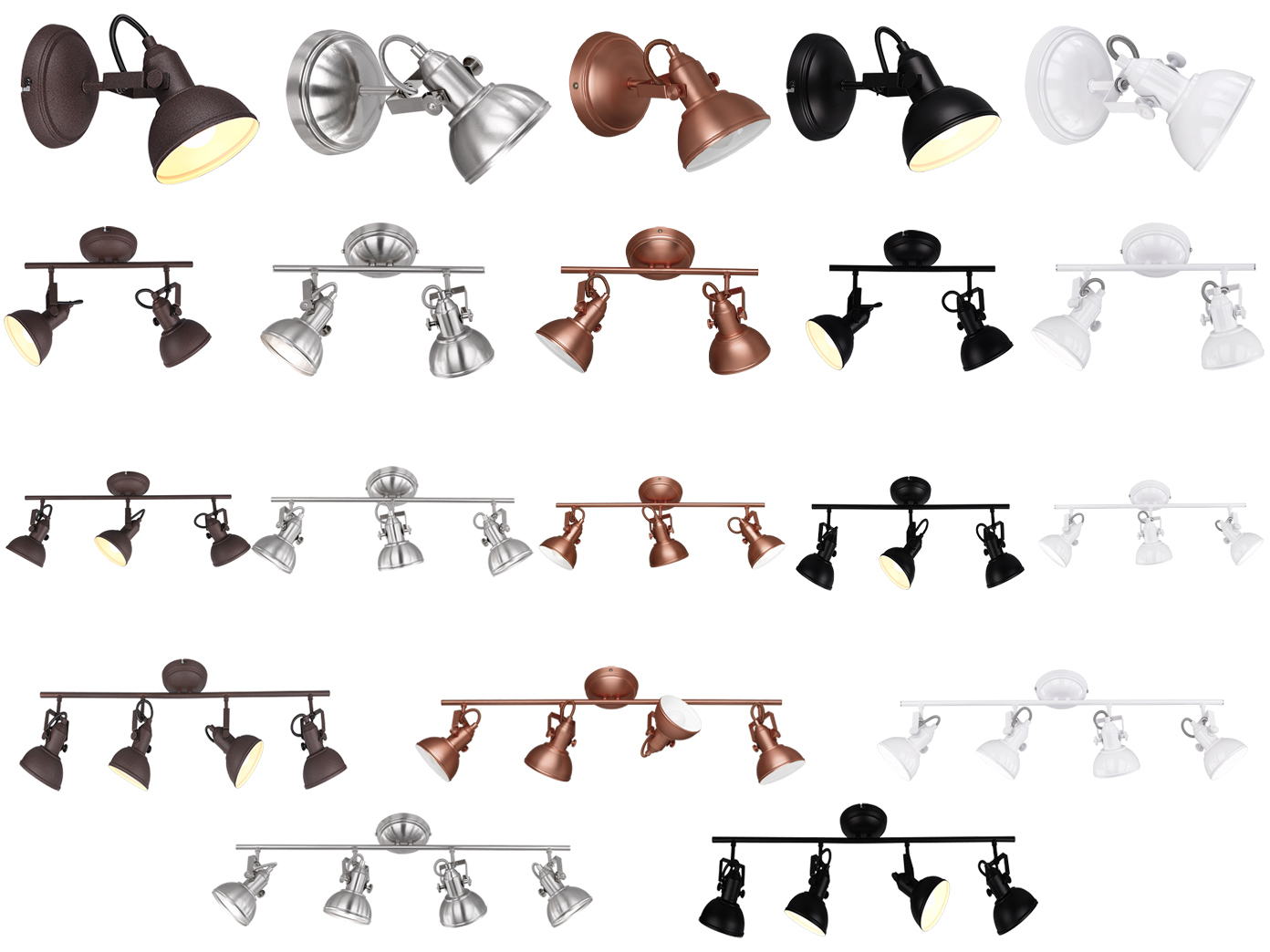 Spotleuchten Serie im Retro Look DIMMBARE LED Wandspots Deckenspots für