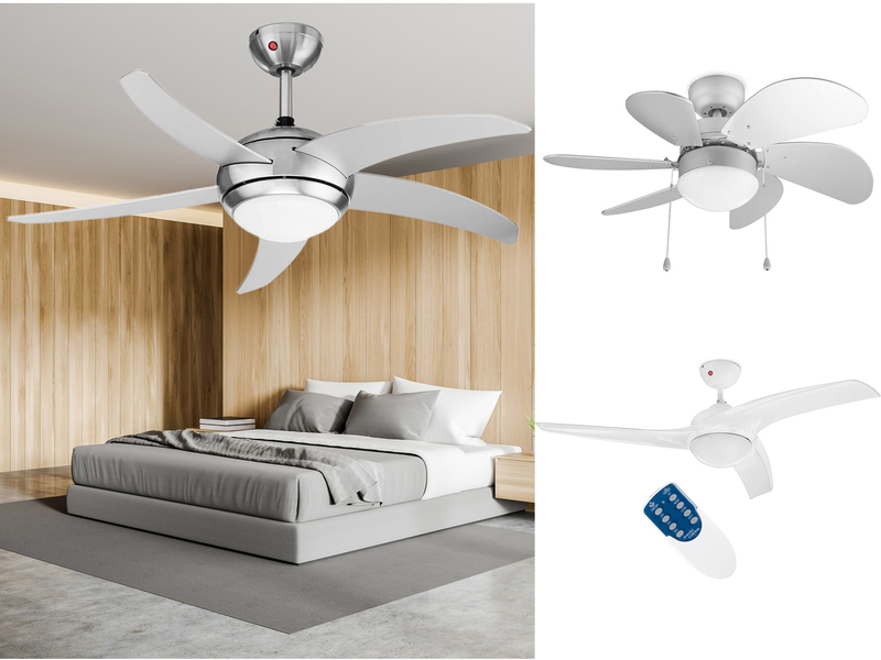 Deckenventilatoren leise für große Räume mit Licht und Beleuchtung