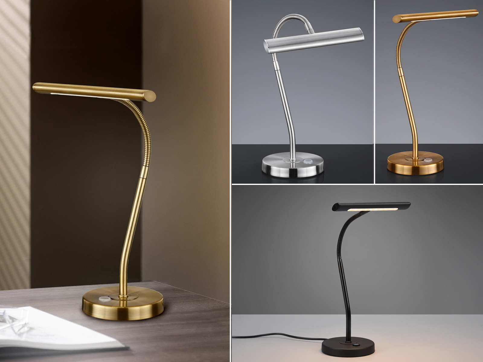 Stilvolle LED Schreibtischleuchtenserie CURTIS mit Touch Dimmer