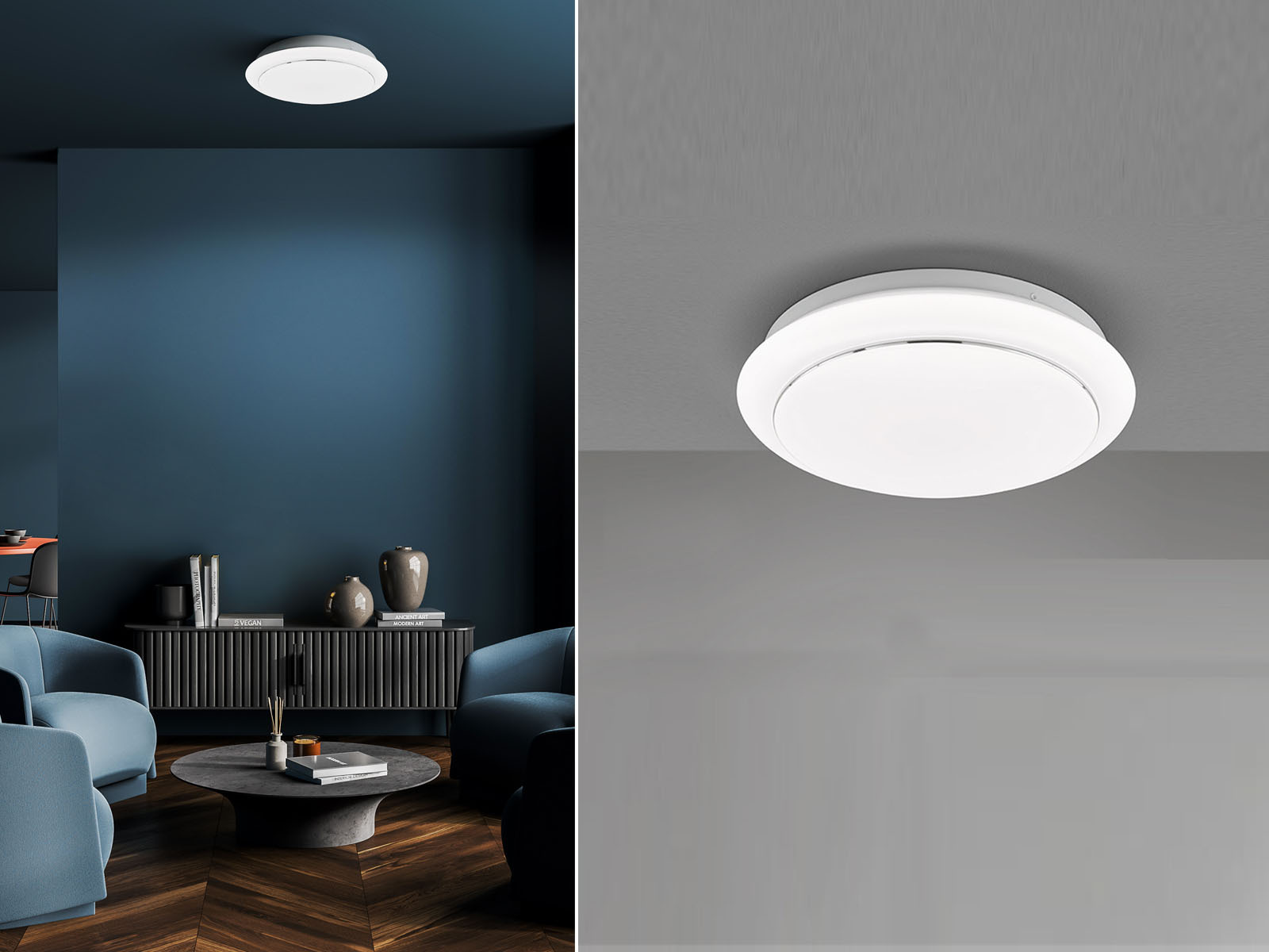 LED Deckenleuchte TIVOLI flach rundes Deckenlicht Weiß, Ø 38cm