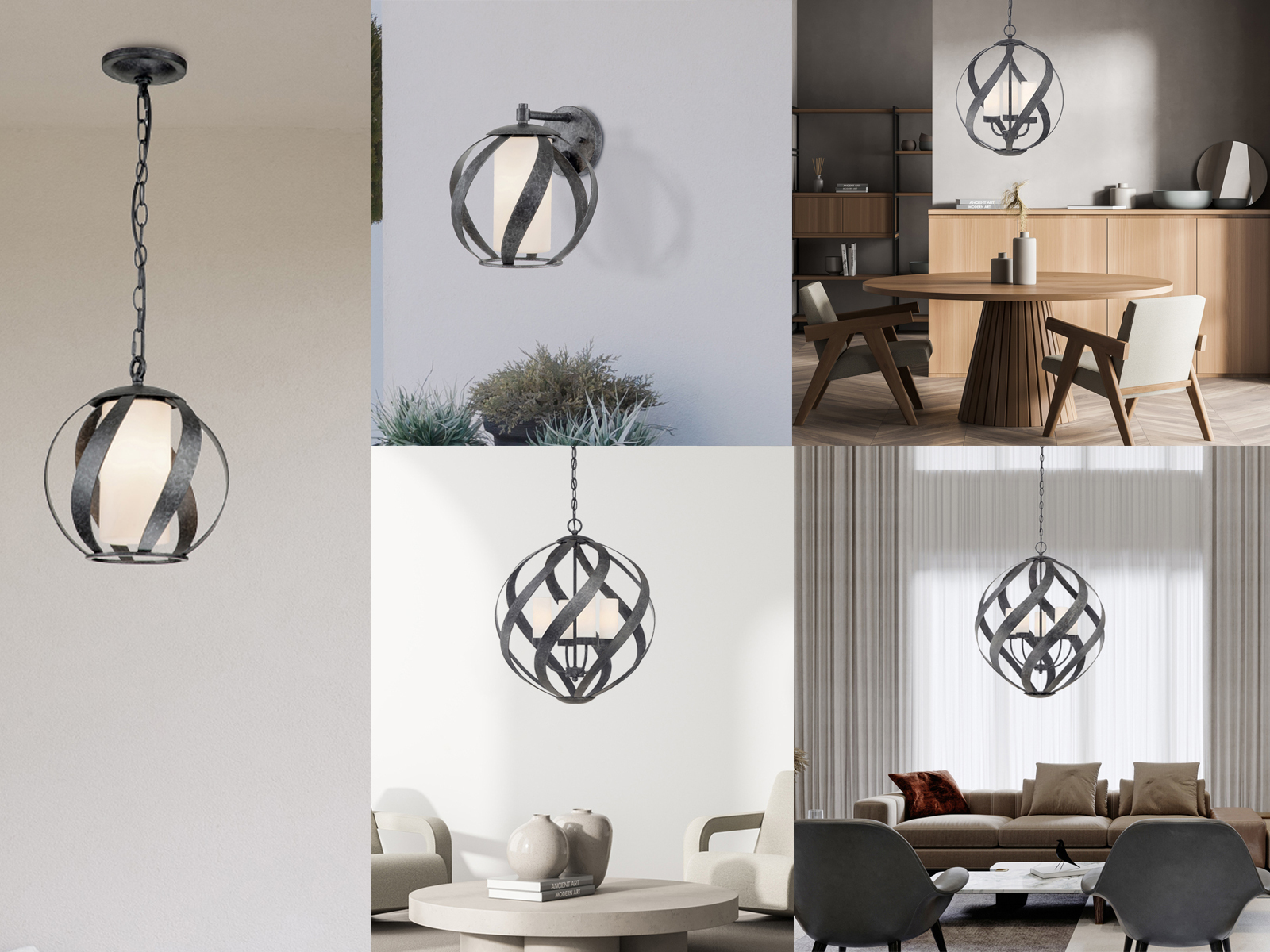 Außenleuchten Serie aus massivem Stahl in Schwarz mit Opalglas Lampenschirm