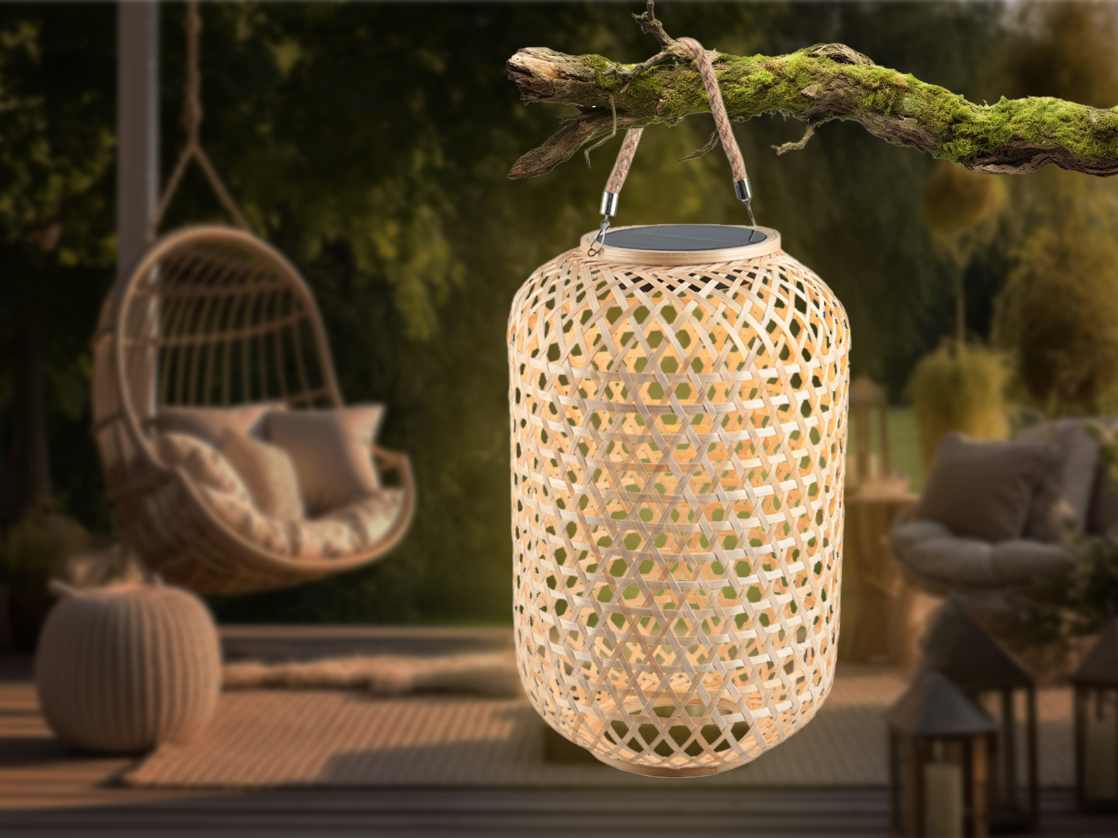Auergewhnliche Gartenleuchten, groe Solarlampen fr Balkon, Bambus  Korblampe | eBay