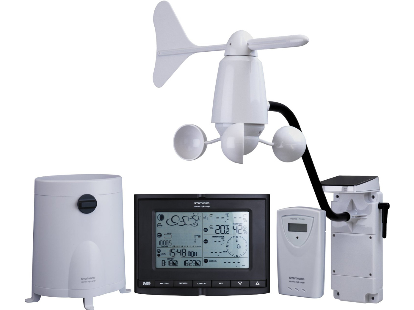Estación meteorológica con pantalla y Thermo - hygro, wind-y sensor de lluvia Estación meteorológica con pantalla y Thermo - hygro, wind-y sensor de lluvia