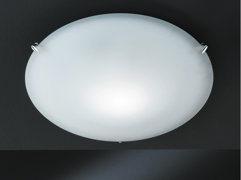 Deckenleuchte in Chrom mit weiß satiniertem Glas, Honsel-Leuchten, ASS