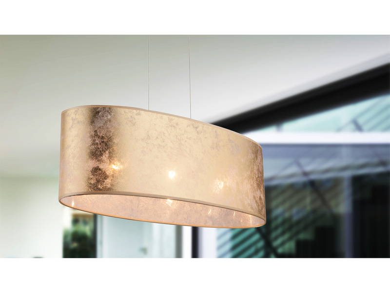 Pendelleuchte Lampe Esstisch Globo LED Hängelampe Stoffschirm silber 65x25cm
