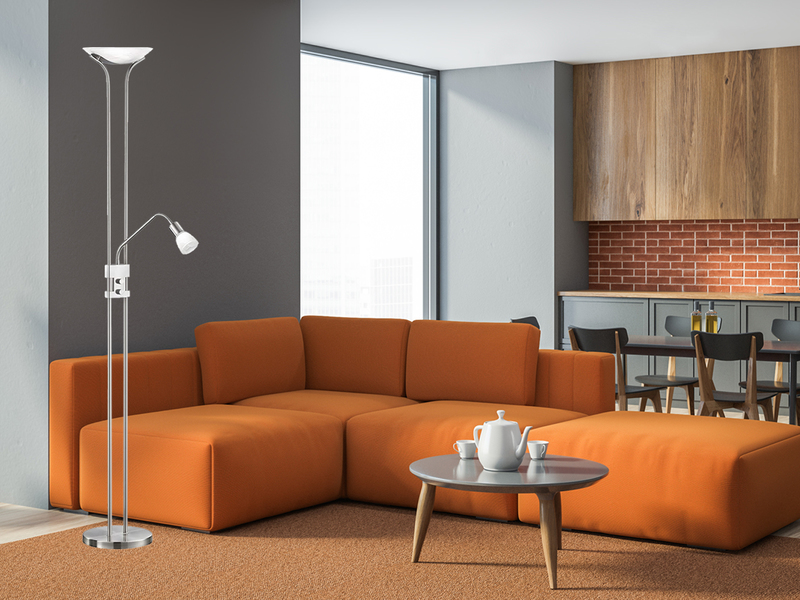 Nickel matt TRIO LED-Fluter mit Leseleuchte Osram-LED inkl Dimmbar