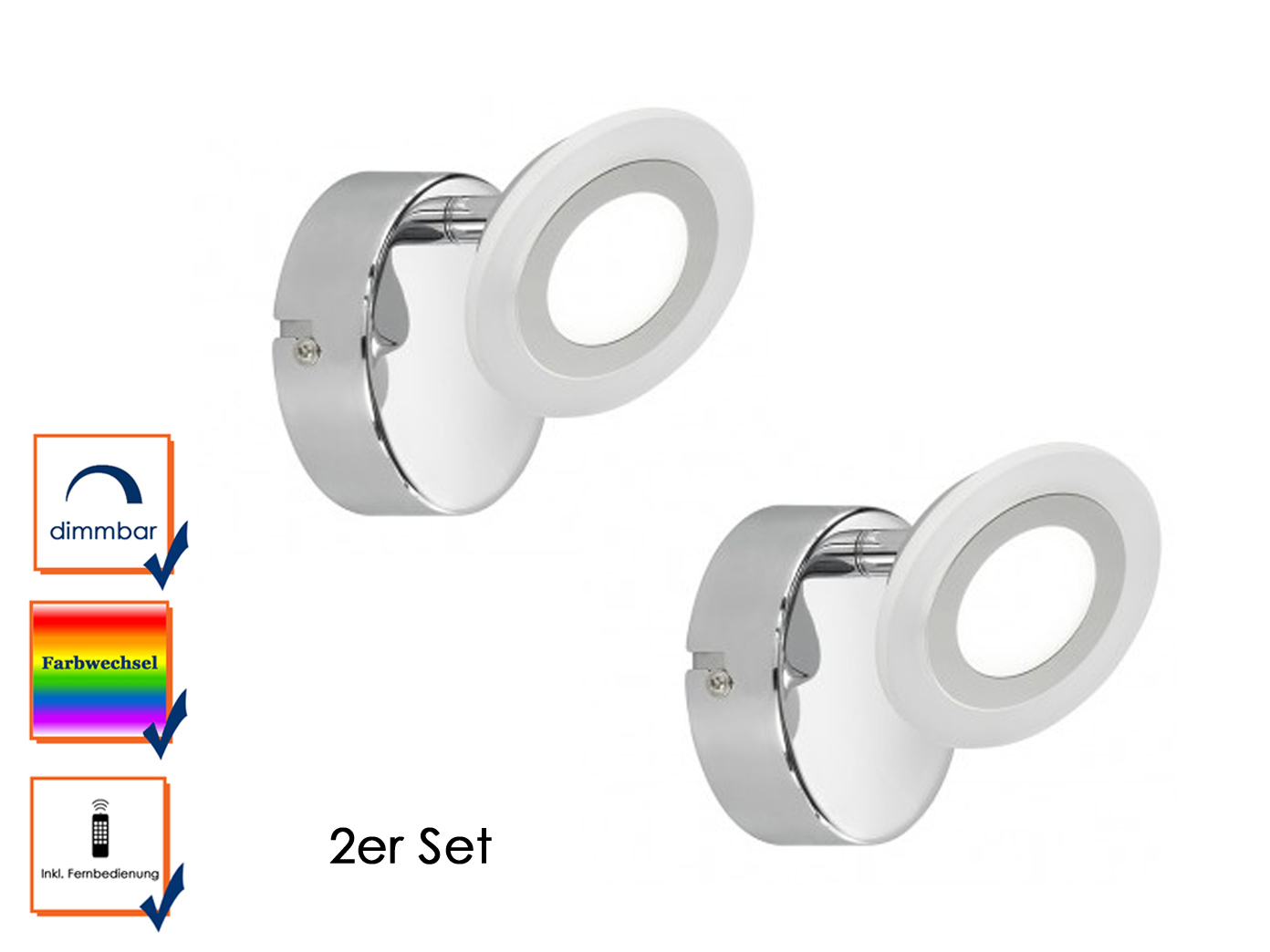 Buro Schreibwaren 2er Set Led Wandstrahler Mit Fernbedienung
